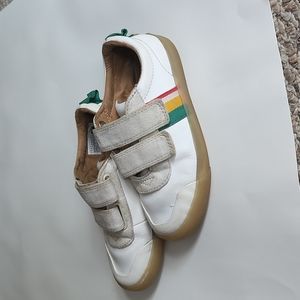 TOMS white genuine leather junior kids girls boys shoes velcro